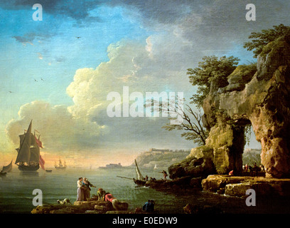 A calm Sea 1748 Claude Joseph Vernet 1714-1789 France French Stock Photo
