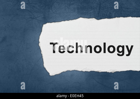 Technology with white paper tears on blue texture Stock Photo