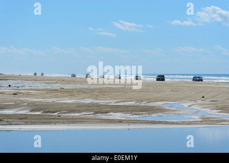 4 Wheel Drive Sand Driving on the Beach, Eastern Beach, Fraser Island, Queensland, QLD,  Australia Stock Photo