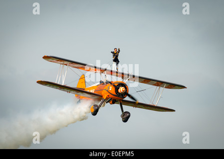 Breitling Wing Walker team displaying at Abingdon Air show May 2014 Stock Photo