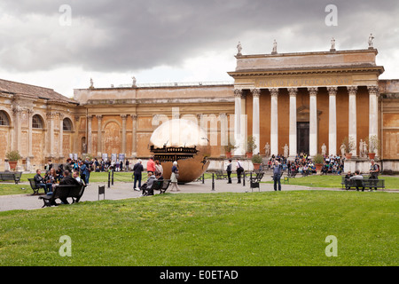 Arnaldo Pomodoro sculpture ' Sphere within Sphere ' in the Belvedere Courtyard, Vatican Museums, Vatican City Italy Europe Stock Photo