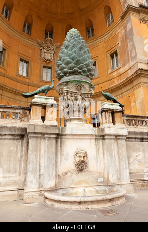 The Pigna, or Pine Cone, a 1st century AD Roman bronze sculpture now in Belvedere Courtyard, Vatican Museums,  Rome Italy Stock Photo