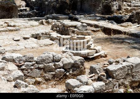 Ruins excavations on Acropolis proper Ancient Eleutherna Crete Greece ruins are largely from structures and Stock Photo