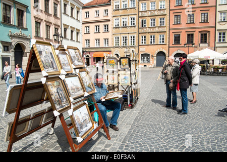 Art shopping Old Town Warsaw Poland souvenir Stock Photo