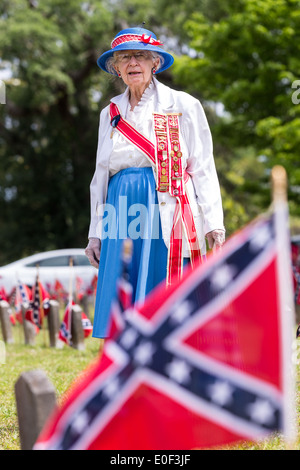 President General of the United Daughters of the Confederacy June Murray Wells and Director of the Confederate Museum during Confederate Memorial Day at Magnolia Cemetery April 10, 2014 in Charleston, SC. Wells traces here heritage back 345 years to the first settlers in Charleston. Stock Photo