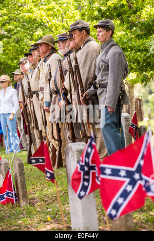 Civil War re-enactors during Confederate Memorial Day events at Magnolia Cemetery April 10, 2014 in Charleston, SC. Confederate Memorial Day honors the approximately 258,000 Confederate soldiers that died in the American Civil War. Stock Photo
