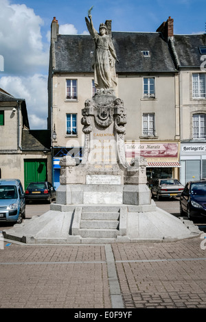 Statue in Carentan, Normandy, France. The statue is famous for a photo of the 101st airborne sitting near it during D-day battle Stock Photo