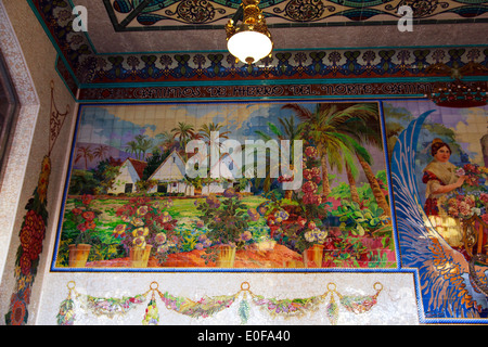 Tiled Murals in the Entrance Hall to Valencia Mainline Station Stock Photo