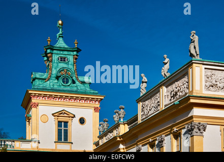 North tower and spire at Wilanów Palace in Warsaw, Poland Stock Photo