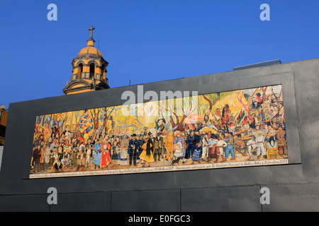 Tiled rpresentation of Diego Rivera's painting 'Dream of A Sunday Afternoon in the Alameda Central', Mexico City Stock Photo