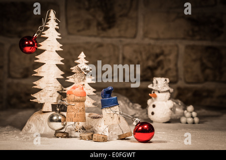 Concept Baubles decoration, wine cork figures Stock Photo