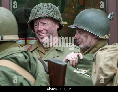 A re-enactment, or reenactment, group specialising in American GIs of World War  2 from D-Day, June 1944 to end of the war Stock Photo