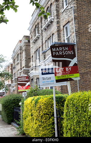 To Let Signs on Road in Clapham SW4 - London UK Stock Photo