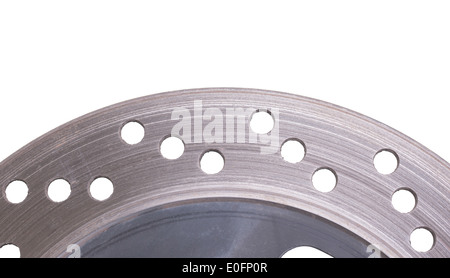 Single disc brake rotor of a motorcycle, used Stock Photo