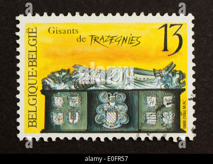 BELGIUM - CIRCA 1980: Stamp printed in Belgium shows a grave, circa 1980 Stock Photo
