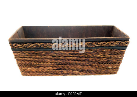 Empty brown flower pot isolated on white background Stock Photo