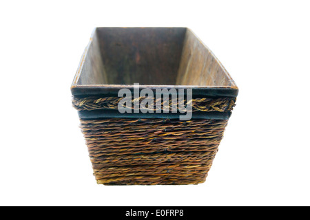 Empty brown flower pot isolated on white background Stock Photo