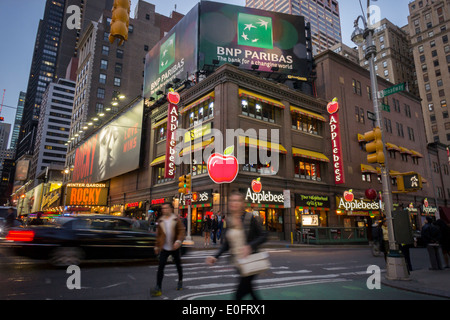 Advertising for the French bank, BNP Paribas, is seen in New York Stock Photo