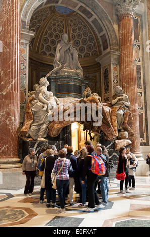 People looking at the tomb of Pope Alexander VII, St Peters Basilica Church, Vatican City, Rome Italy Europe Stock Photo