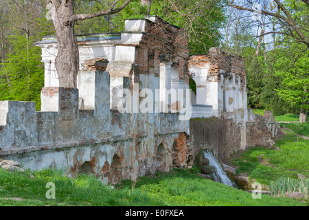 Old ruins in Oleksandriia Park founded 1793 by wife of the Polish hetman Franciszek Ksawery Branicki in Bila Tserkva, Ukraine Stock Photo