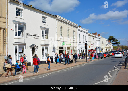 Tourists and shoppers in popular shopping street in Stratford Upon Avon Stock Photo