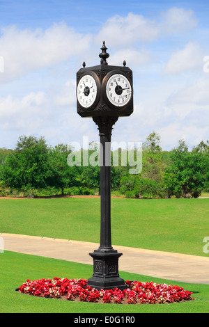 Outdoor Clock Post Stock Photo