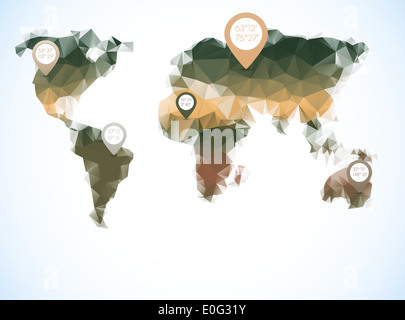 World map in polygonal style Stock Photo