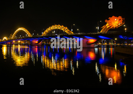 Dragon River Bridge ( Rong Bridge) in Da Nang, Vietnam Stock Photo