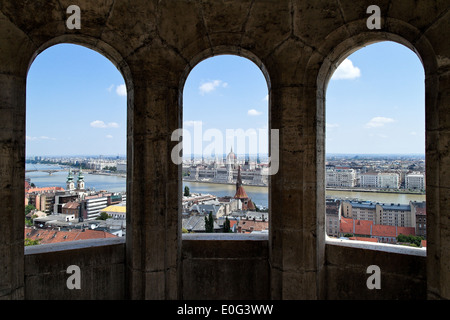 Europe, Hungary, Budapest, town view with parliament, Europa, Ungarn, Stadtansicht mit Parlament Stock Photo