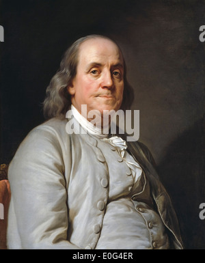 Benjamin Franklin Ben Franklin Portrait painting by Joseph-Siffred Duplessis 1785. Stock Photo