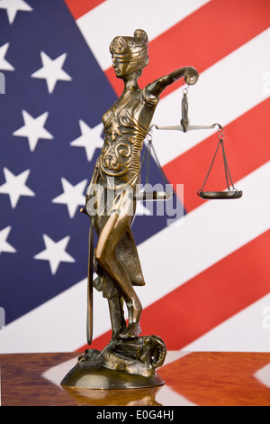Judge's hammer and the USA flag , Richterhammer und USA Flagge Stock Photo