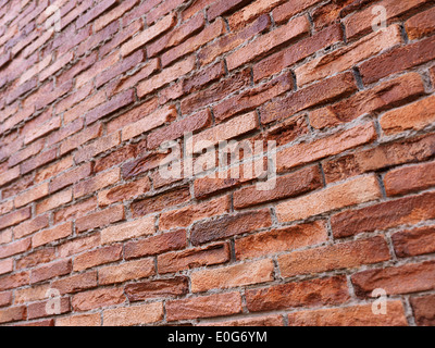 Texture of old brick wall at an angle rustic background Stock Photo