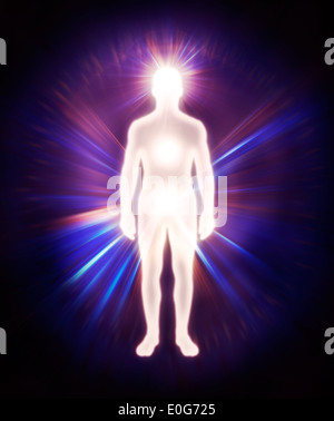 Glowing human energy body Qi energy emanations. Man as luminous Stock ...