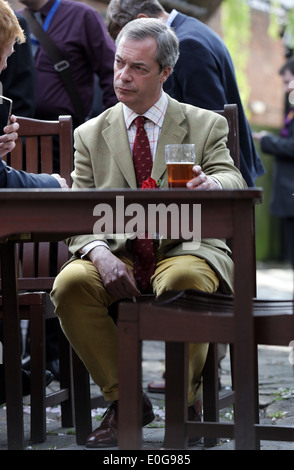 Leader of the UKIP Party, Nigel Farage MEP in the Black Bull pub, Yarm, Cleveland, UK. Stock Photo