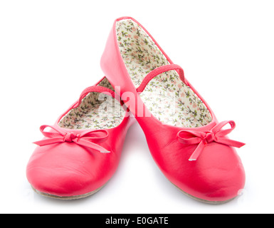 pair of red ballerina shoes isolated on white background Stock Photo