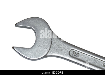 flat metal spanner on white background Stock Photo