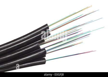 fiber optic cable on white background Stock Photo