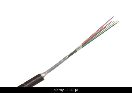 fiber optic cable on white background Stock Photo