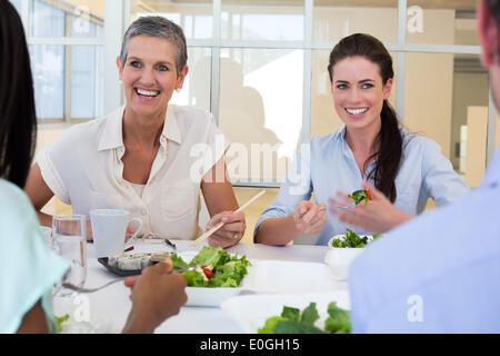 Business people enjoy healthy lunch Stock Photo