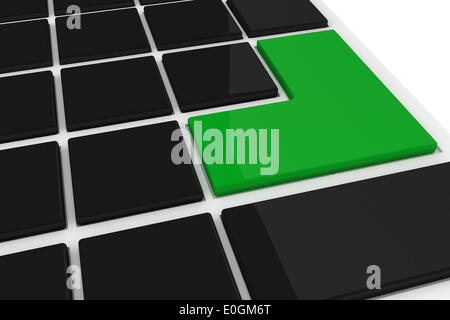 Black keyboard with green key Stock Photo