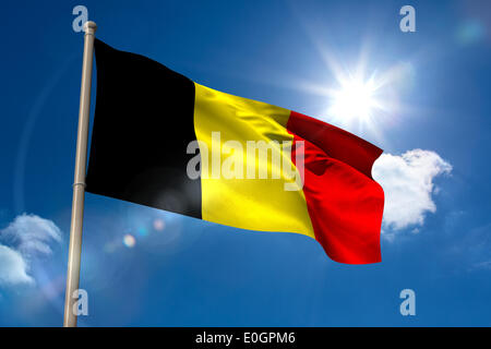 Belgium national flag on flagpole Stock Photo