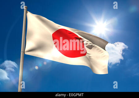 Japan national flag on flagpole Stock Photo