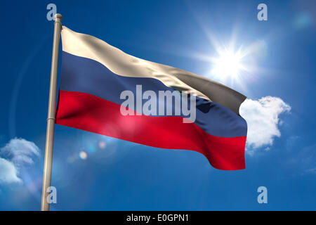 Russia national flag on flagpole Stock Photo