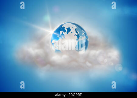 Earth on a floating cloud Stock Photo