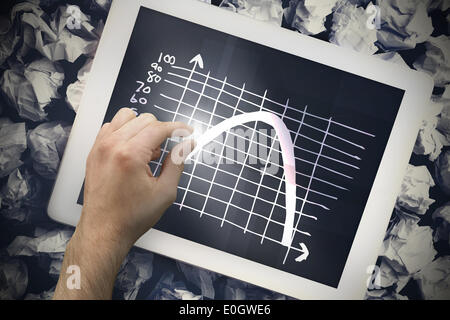 Composite image of hand touching tablet Stock Photo