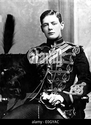 Portrait of Sir Winston Churchill as a young soldier in England Stock Photo