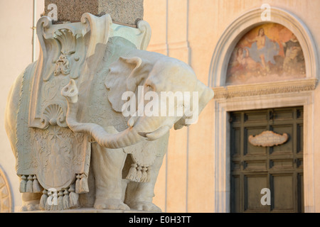 Marble elephant carrying obelisk, sculpture by artist Bernini, Piazza della Minerva, UNESCO World Heritage Site Rome, Rome, Lati Stock Photo