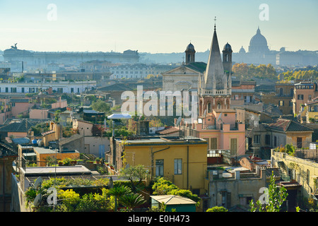 View towards Monument of Vittorio Emanuele II and St Peter´s basilica, Pincio, UNESCO World Heritage Site Rome, Rome, Latium, La Stock Photo