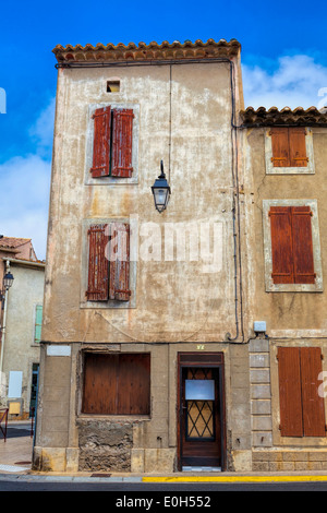 Very old and run-down residence in the medieval village of Gruissan in southern France Stock Photo