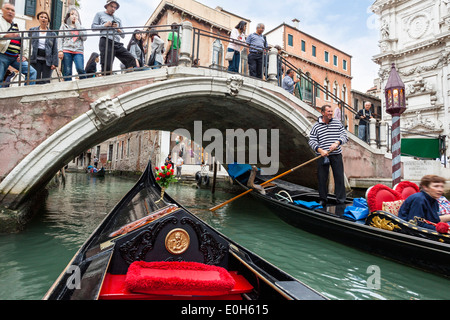 Gondola in the canals of Venice, Venetia, Italy, Europe Stock Photo